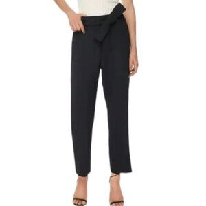 WIlfred Tie-Front High Rise Belted Flat Front Straight Leg Casual Pants Black 2